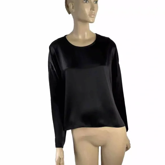 Zoran minimalist black silk dolman sleeves blouse one size